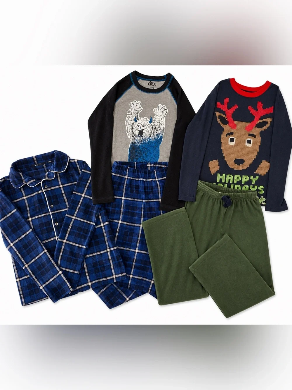 Christmas Pajama Bundle Youth M 8/10 Elf Reindeer Snowman 3 Mix and Match Sets